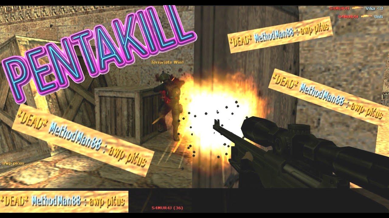 AWP PENTAkill CS 1.6 |dust2| pub fun
