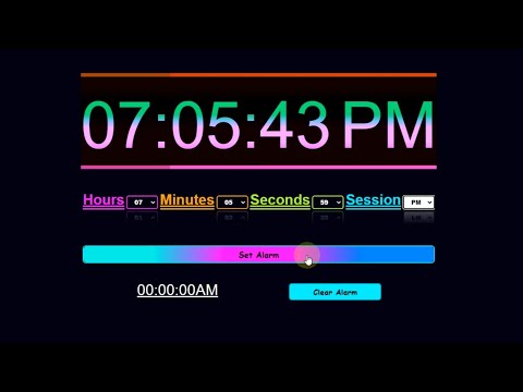 javascript project for beginners: Alarm clock using html pure css and vanila javascript good project