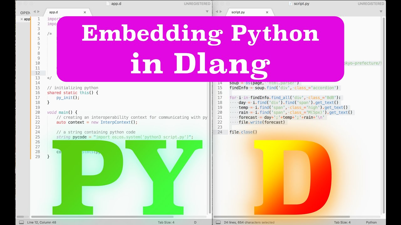 Embedding Python in D programming language - YouTube
