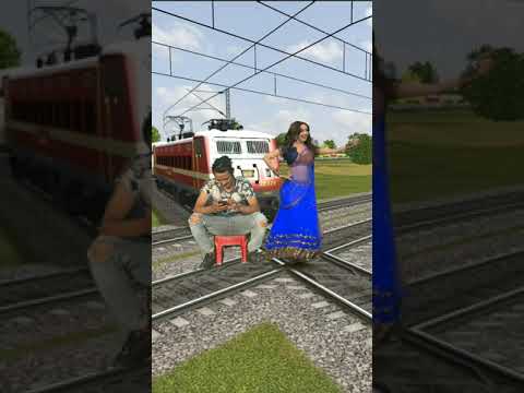 Girl and Boy trying stops the train comedy video | funny train video😂#shorts