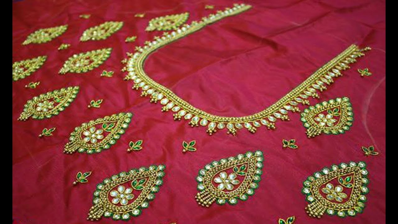 Latest Aari Work Blouse Neck Designs For Farewell Party | Latest ...