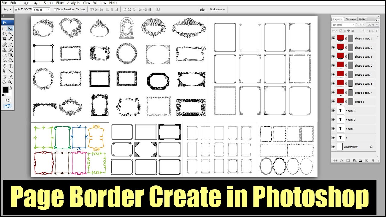 How to Make Page Border in Adobe Photoshop Hindi Tutorial || Make ...