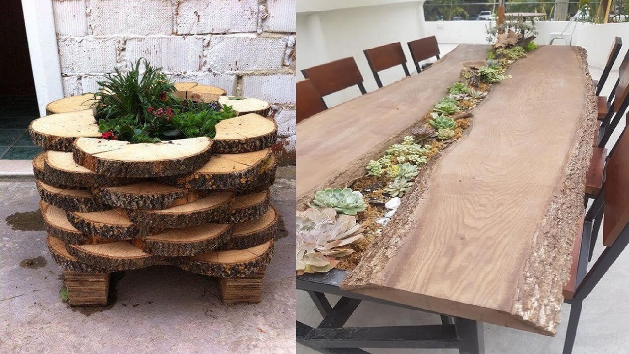 suficiente no usado Insustituible Diseños de macetas en tronco, Macetas de madera para suculentas 🌻Artesanía  de Madera 🌼 - YouTube