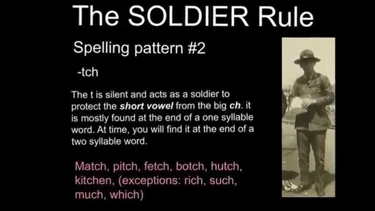Soldier Rule for syllables with ck, tch, dge YouTube