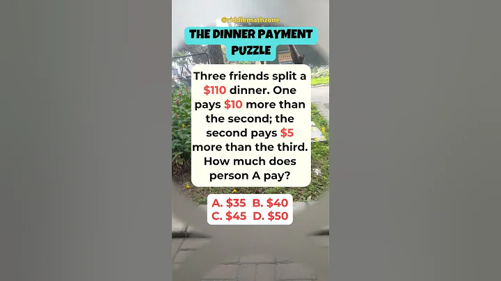 How much does person A pay ? #Shorts #riddlemathzone #maths #algebra