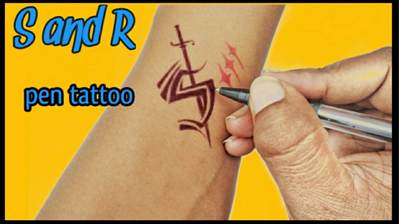 how to make S and R letter tattoo with pen//pen se S&R letter tattoo ...
