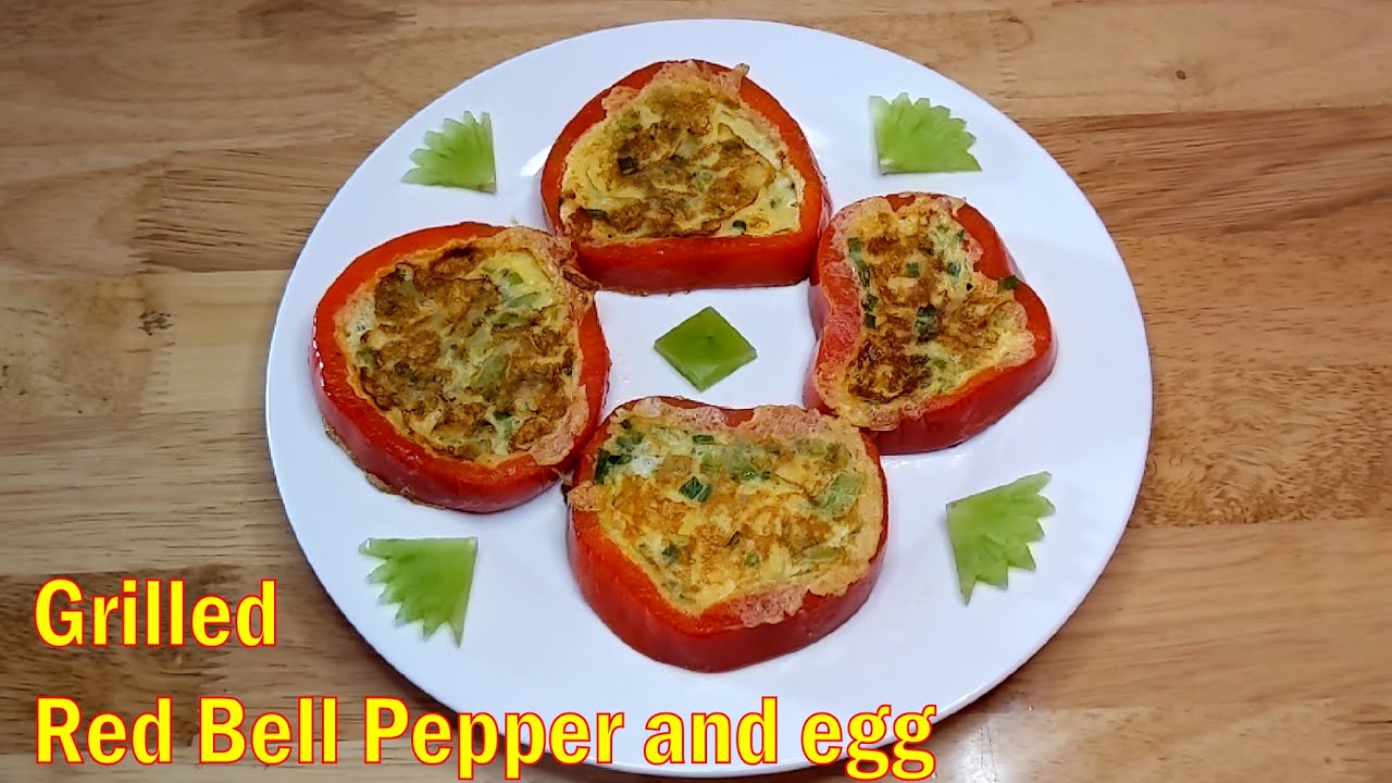 Breakfast Grilled Red bell pepper and egg YouTube