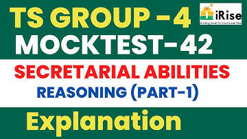 TS GROUP-4 SECRETARIAL ABILITIES MOCKTEST -42 REASONING EXPLANATION (PART-1)