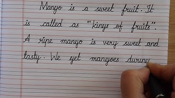 Simple Sentences on Mango / Cursive writing / four line note / calligraphy / English #83