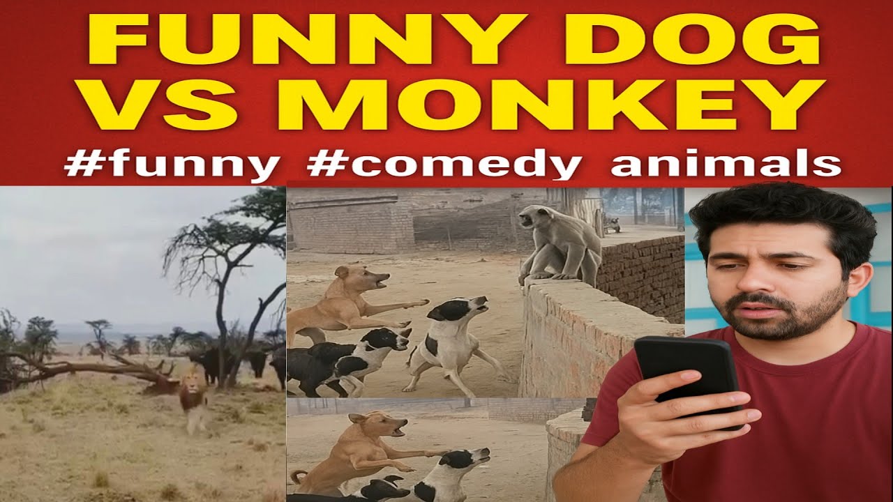 Dog "Funny Monkey vs Dangerous Dog | जानवरों की मज़ेदार लड़ाई | PKG ...