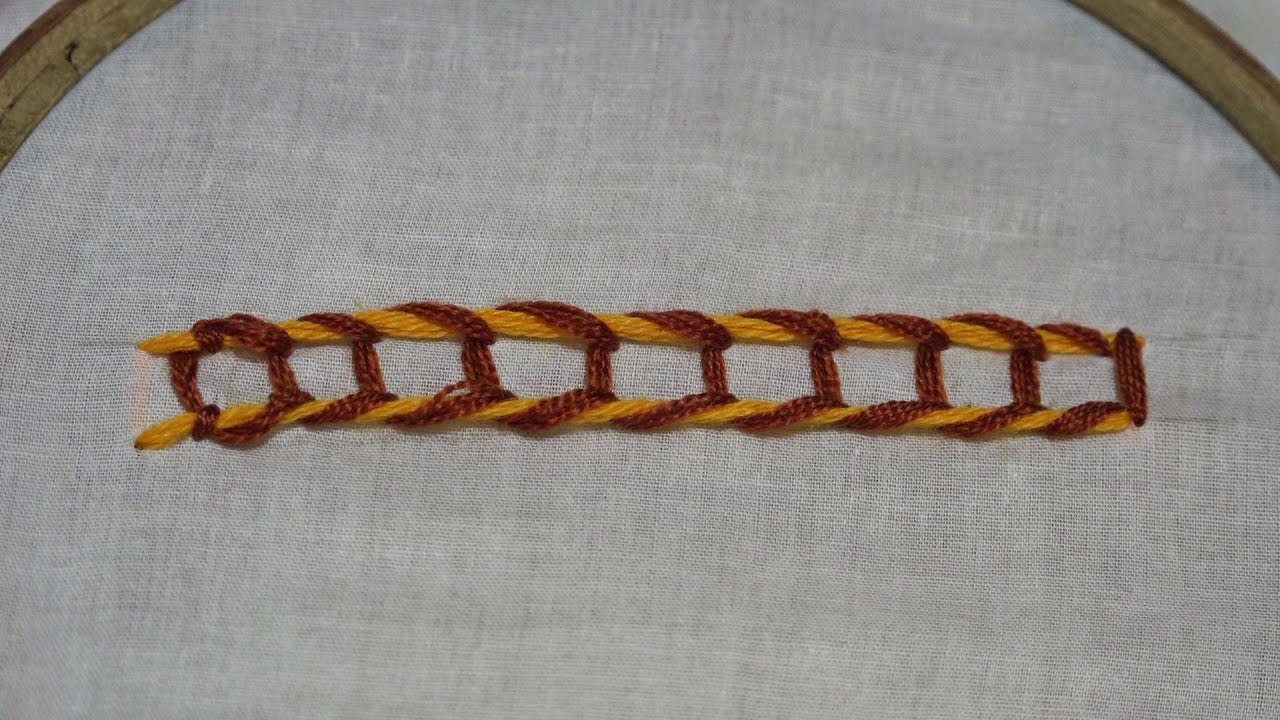 Hand Embroidery Borderline Design Open Chain Stitch Embroidery