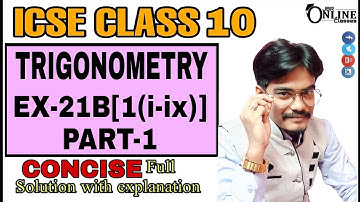 ICSE CLASS 10 EX-21B[1-(i-ix)]PART-1 TRIGONOMETRY | SELINA CONCISE SOLUTION | JBR ONLINE CLASSES
