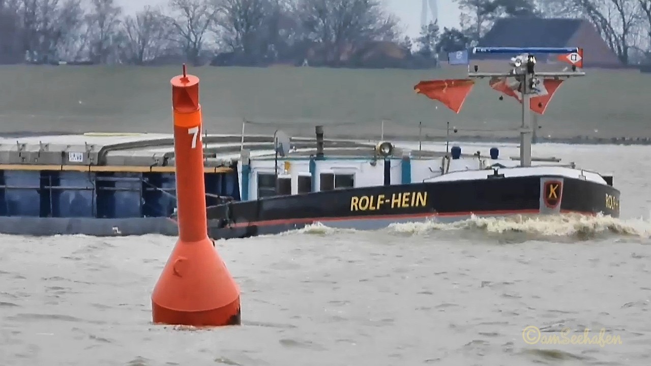 Talfahrt GMS ROLF-HEIN DF3745 MMSI 211469260 Emden inland cargo ship Binnenschiff 2326328 BJ 1964