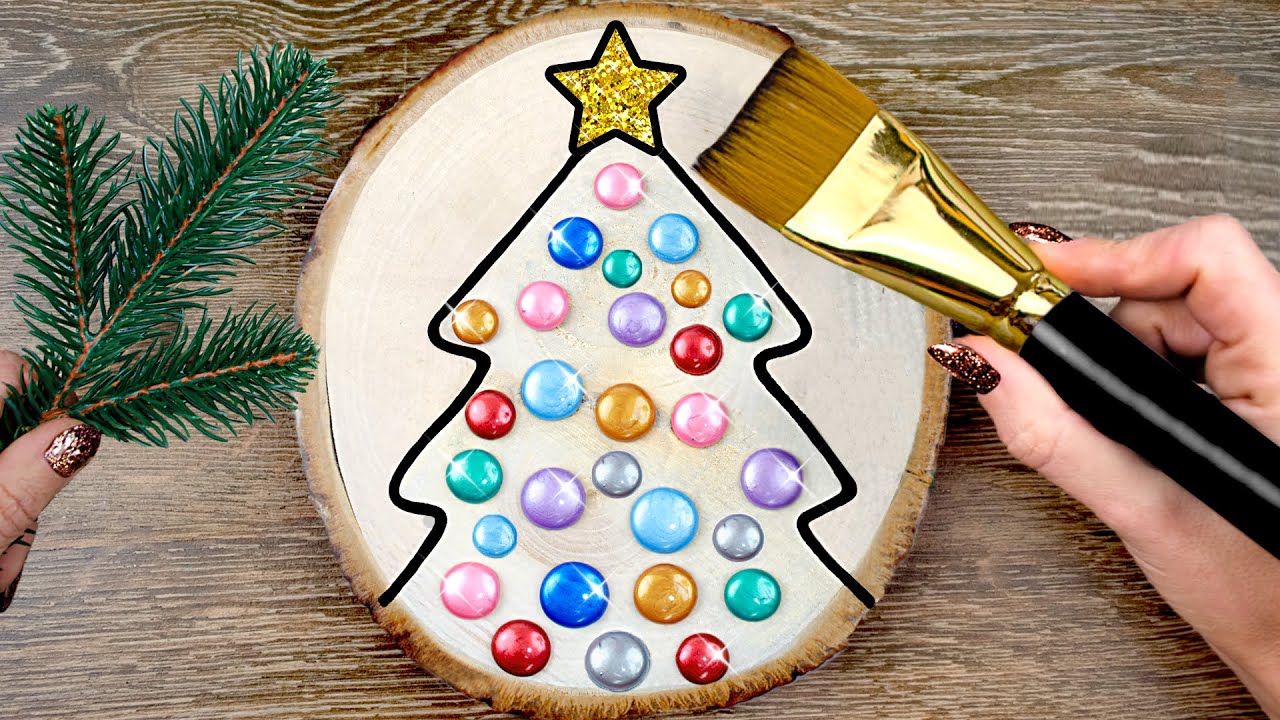 Easy Christmas Tree Acrylic Painting on WOOD Anyone Can Do!