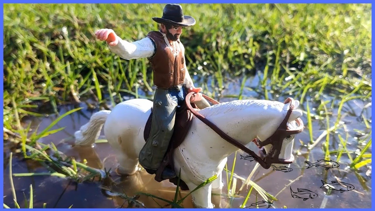 Fazenda de brinquedo DOMANDO UM LINDO CAVALO BRANCO