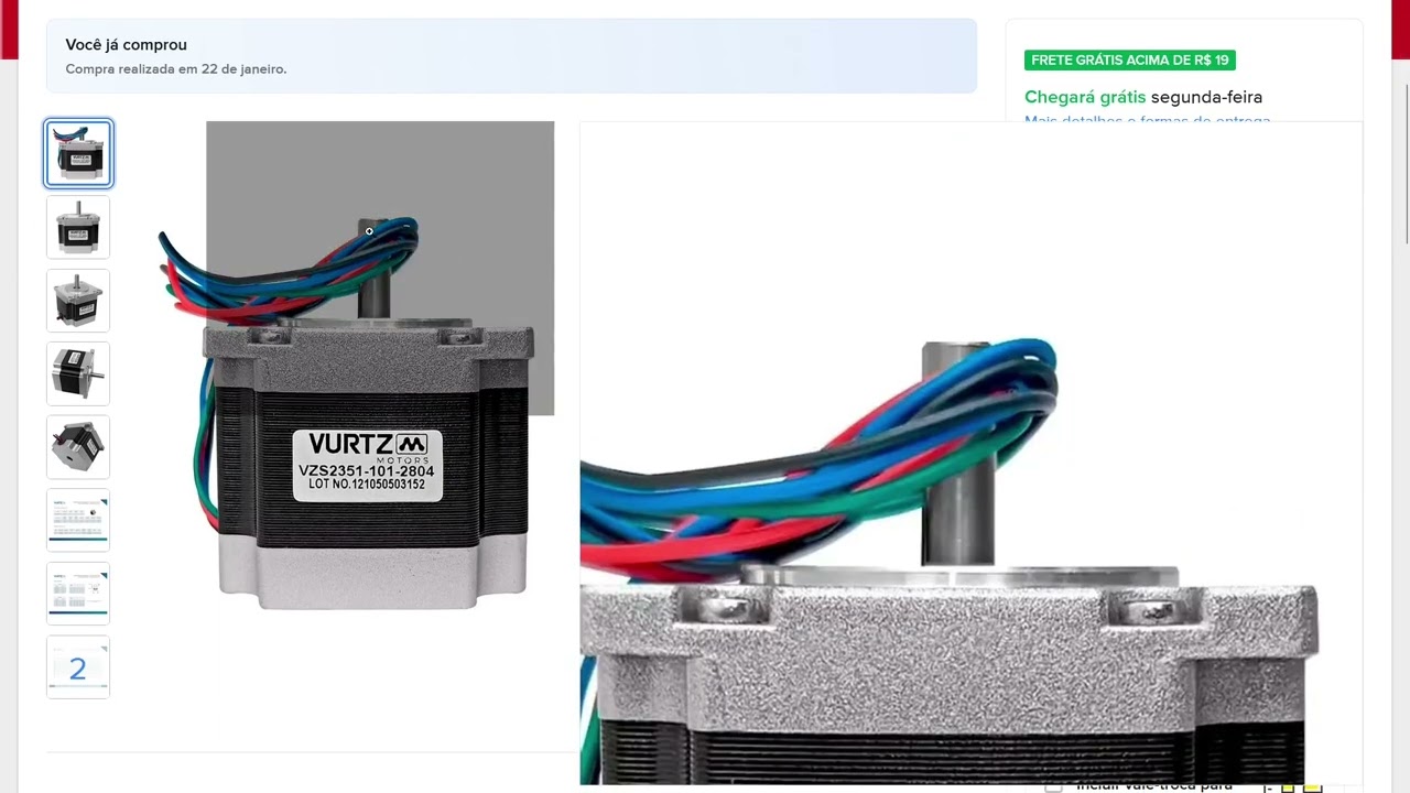 Stepper - Episódio 24 - Unboxing   Motor De Passo Nema 23 10.1 Kgf.cm 2,8A