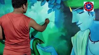 viral video #nimo arts shri krishna canvas painting