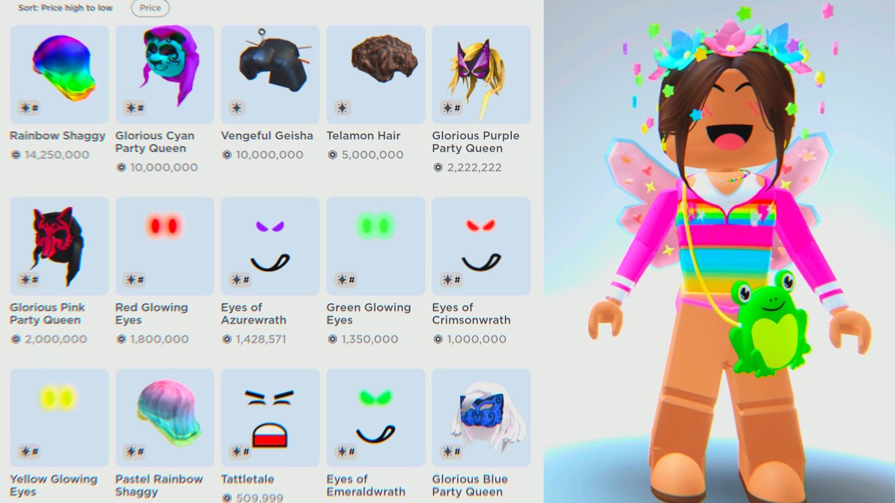 Roblox, rainbow, bacon hair with eyes