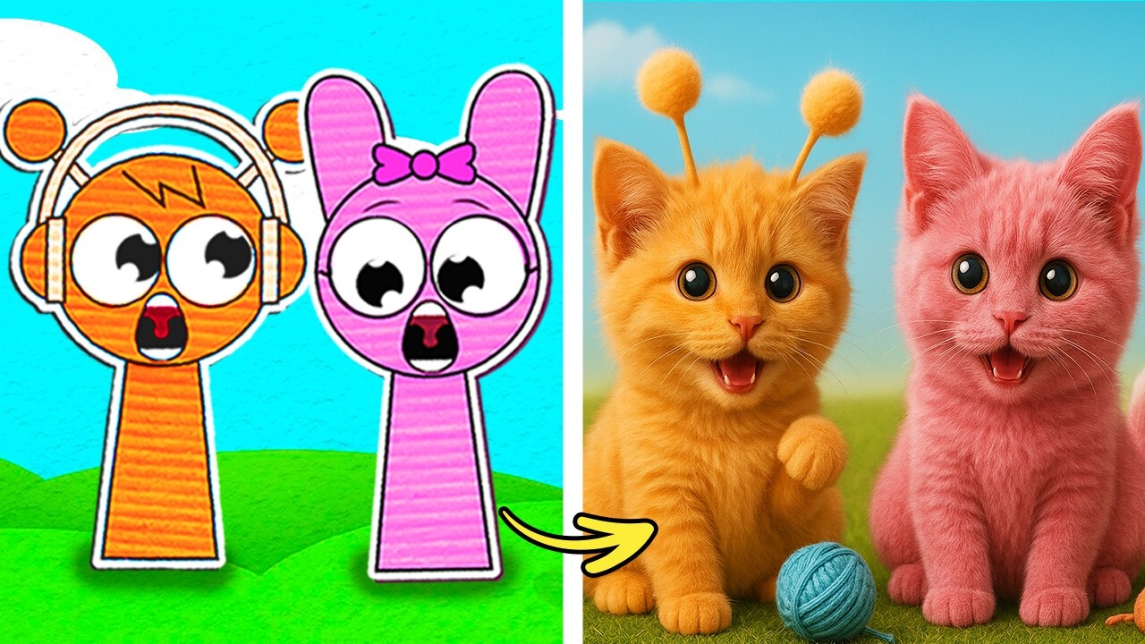 Oren And Pinki Became Cats! 🙀 Help Sprunki Escape In Paper Game Book