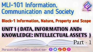 MLI - 101, Block- 1, Unit - 1 ( DATA, INFORMATION AND KNOWLEDGE: INTELLECTUAL ASSETS) | Part - 1