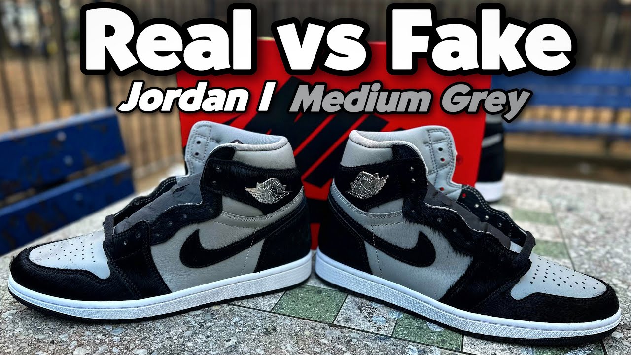 Real vs Fake “Jordan 1 Medium Grey 
