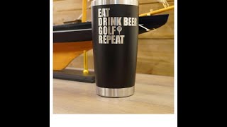Eat, Drink Beer, Golf, Repeat - Insulated Laser Engraved Tumbler with Lid - Gift for Him, Gift fo...