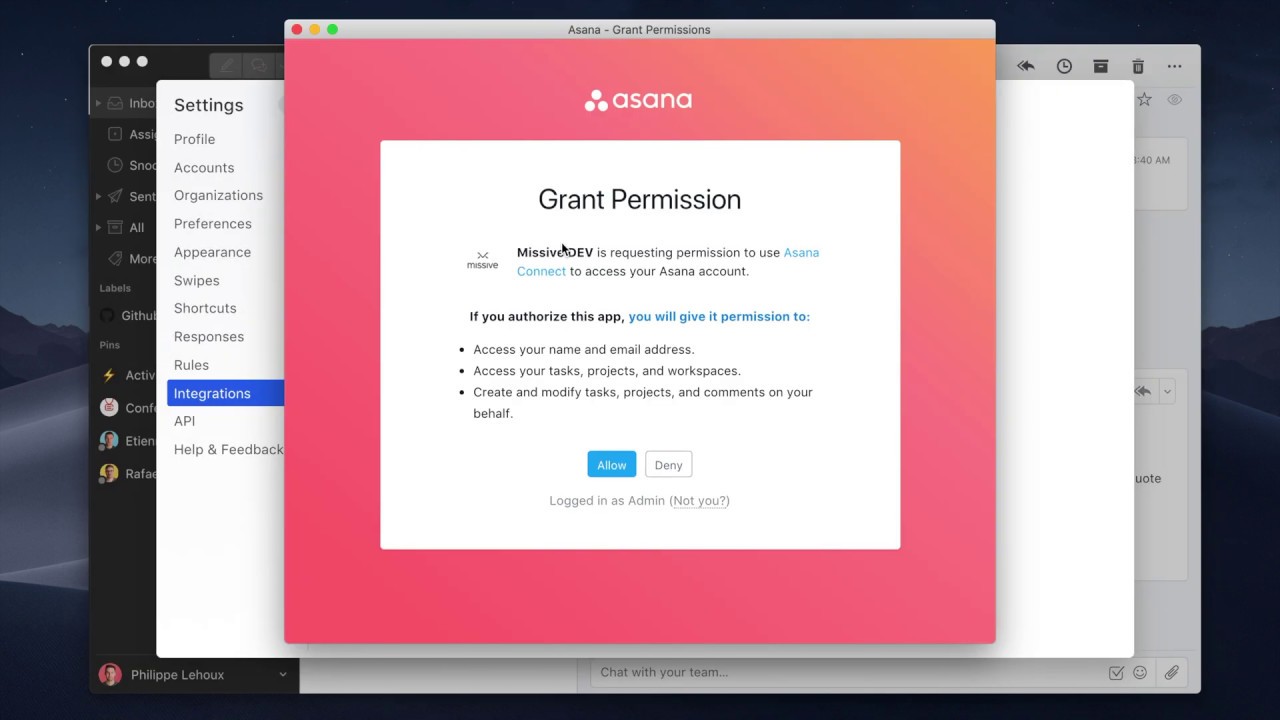 Asana + Missive (email client) integration - YouTube