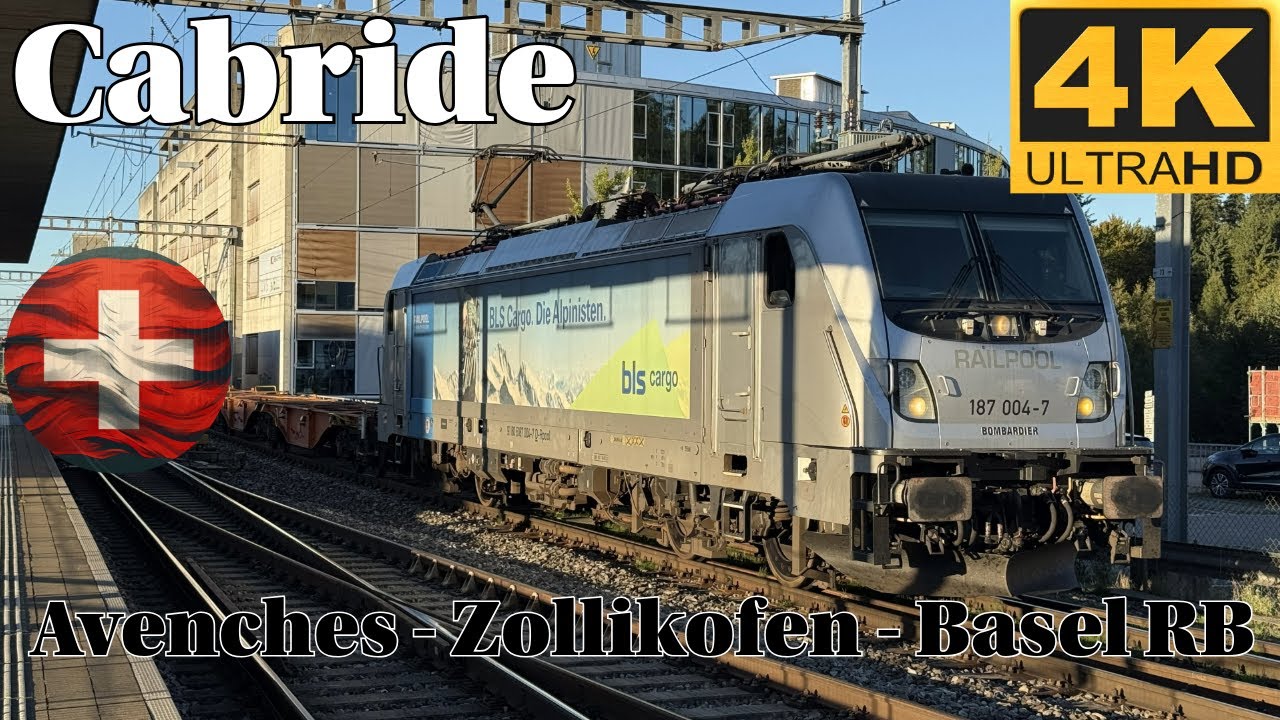 🚆🇨🇭 4K CABRIDE 🚆 Train Nespresso Avenches - Zollikofen - Olten - Basel RB Gr.G / Br 187 004