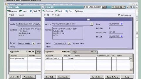 Vendors and Opening Balances