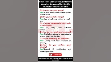 🔥Hotel Front Desk Executive Job Interview Questions & Answer🔥 #jobprepify  #interviewtips