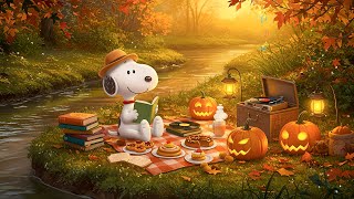 🌅 Peaceful Autumn Afternoon with Snoopy 🎶 Gentle Jazz for Study, Work & Calm Moments