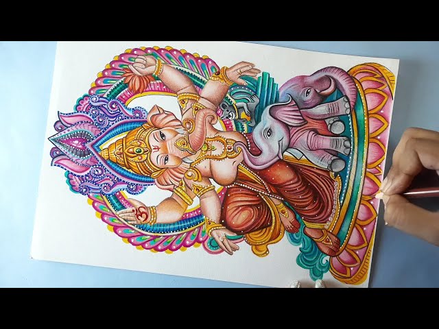 Indianara Lord Ganesha Painting (4332MGY) -Synthetic Fame, 10 x 13 Inch  Digital Reprint 13 inch x 10.2 inch Painting Price in India - Buy Indianara  Lord Ganesha Painting (4332MGY) -Synthetic Fame, 10