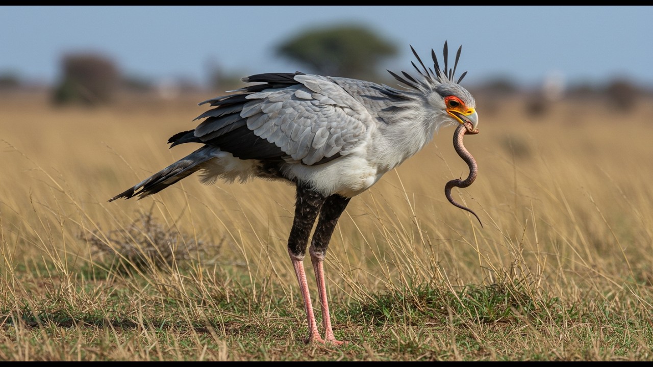 Meet the Secretary Bird: The Ultimate Snake-Hunting Raptor - YouTube