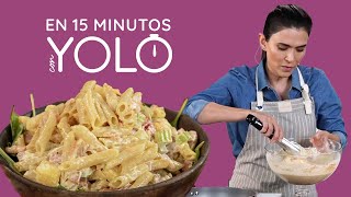 MENÚ PERFECTO: pescado rebozado con papas y ensalasa de pasta con jamón | En 15 minutos con Yolo