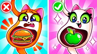 Don’t Overeat, Baby! Healthy Food VS Junk Food || Funny Kids Cartoons by PurrPurr Tails