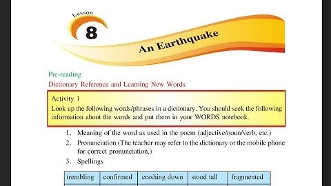 Class 7th  Pseb #lesson 8 #An Earthquake #Word Meaning #Question answer #activities 2#4#5 solution