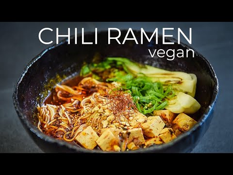 VEGAN CHILI RAMEN RECIPE | SPICY RED BROTH NOODLE SOUP