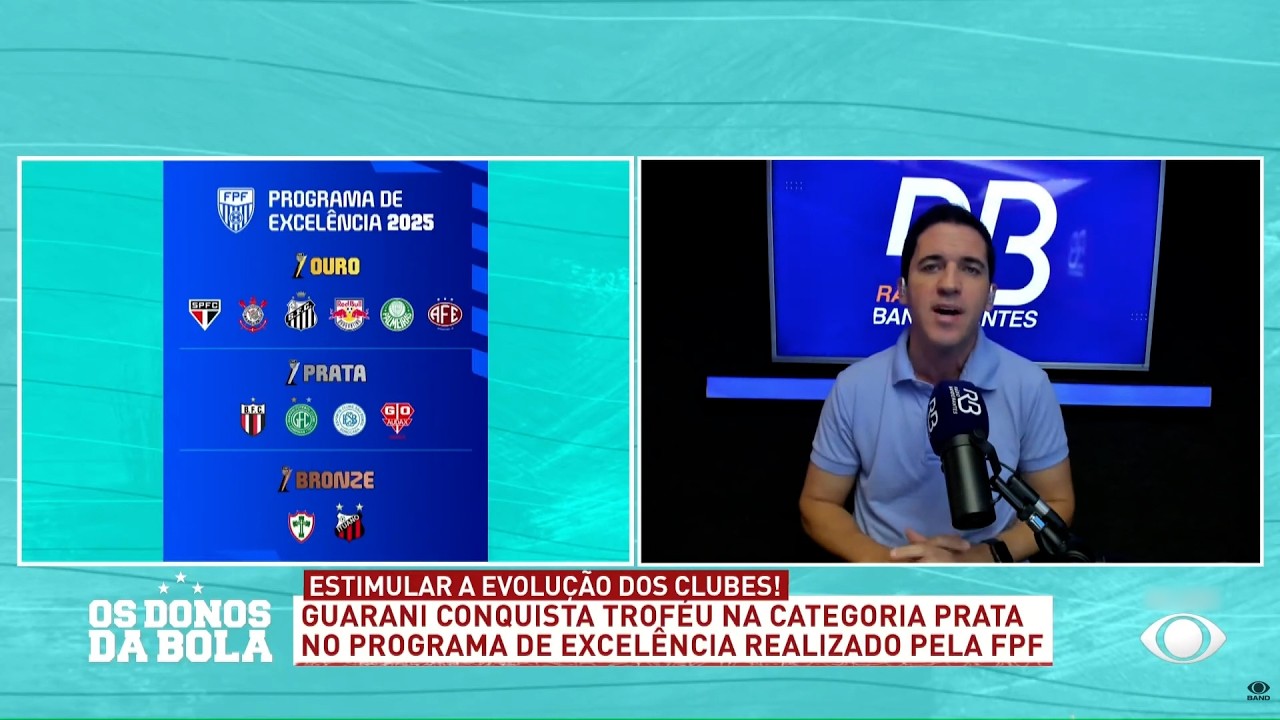 Guarani é premiado na categoria Prata no Programa de Excelência da FPF - 25/02/2026 Os Donos da Bola