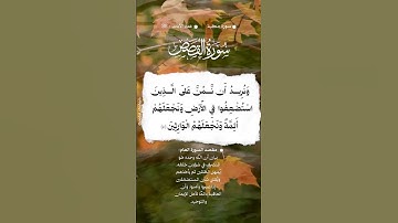 📚 سورة القصص 🌳 الآية 5 #اكسبلور #المصحف #تيك_توك #قران_كريم #حالات_واتس #الرحمن #