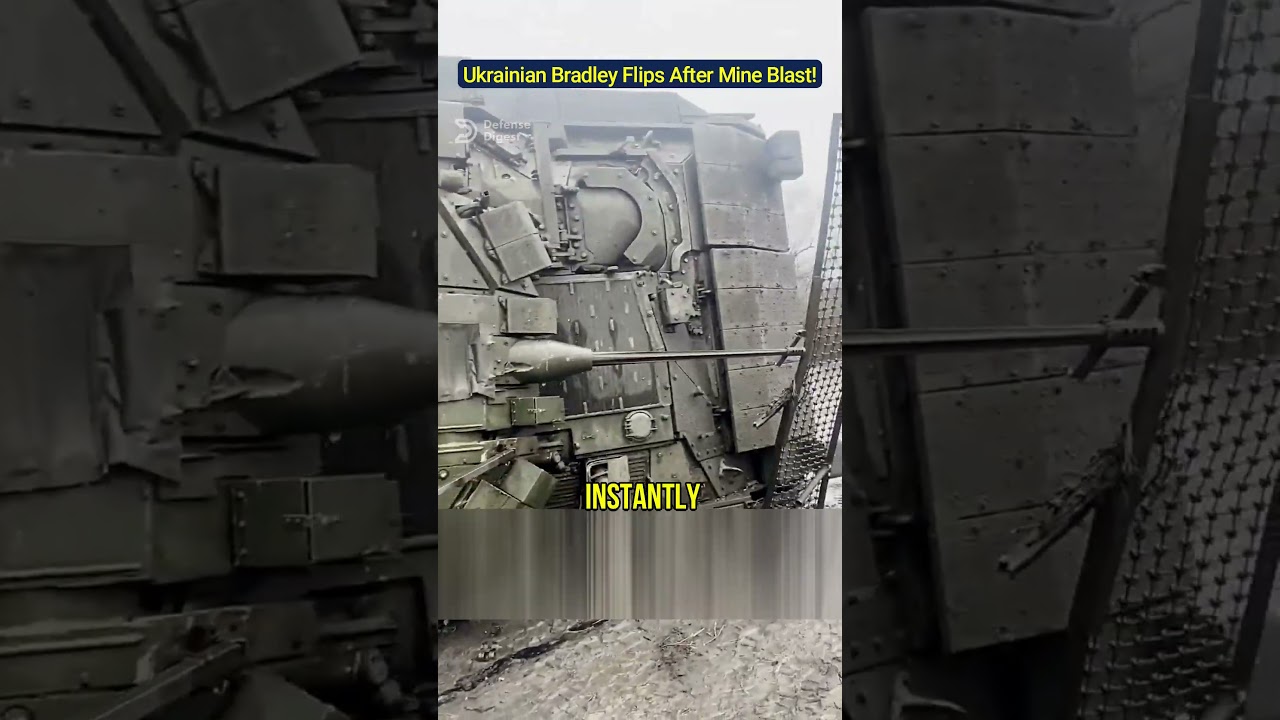 Ukrainian Bradley Flips After Mine Blast!