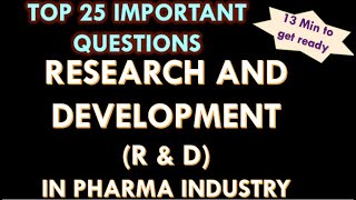 Research and development in pharmaceutical industry I R and D department Interview questions answers