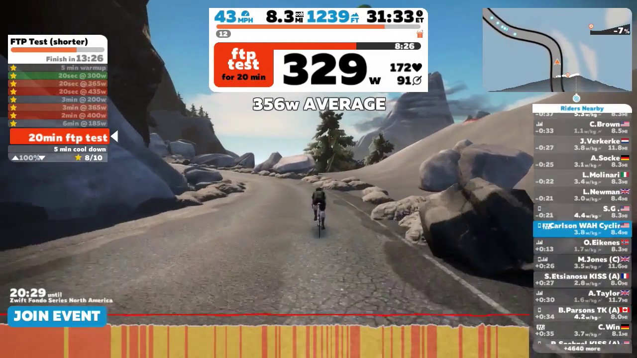 Zwift FTP Test January 21st, 2018 YouTube