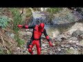 デッドプール（がれ場の河原を歩く）Deadpool Cosplay コスプレ ぴちぴち ヒーロー ゼンタイ Hero Zentai スパイダーマン Spiderman　武蔵横手2022