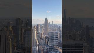 Stunning sunset NYC view of Manhattan skyline from Top of the Rock