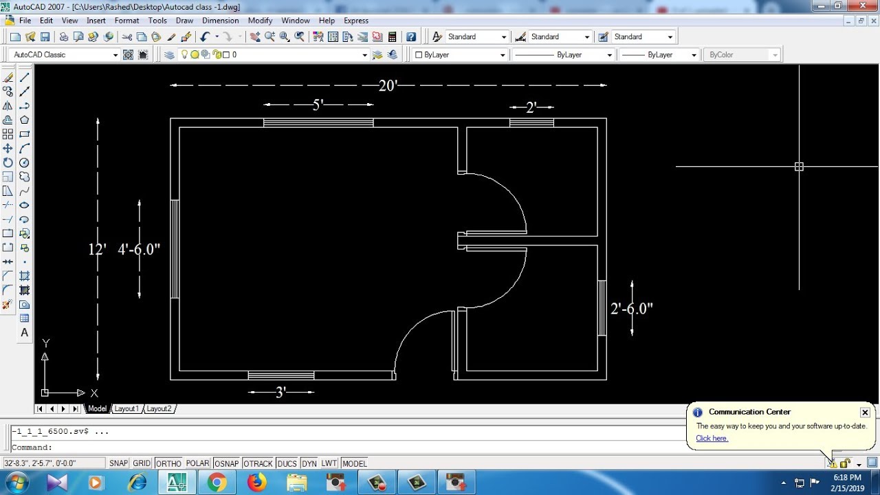 Autocad 2007 tutorial complete house plan in autocad 2d 