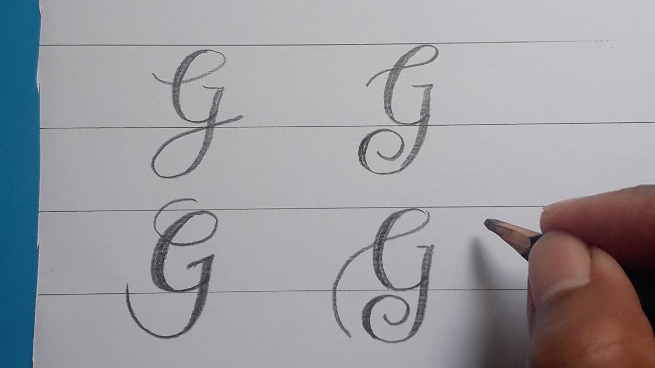Calligraphy Handwriting Letter G In Cursive Design / How To Write Stylish  Alphabet For Beginners
