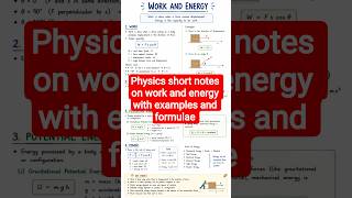Work and energy with examples & formulae #education #bscnotes #physics #work #energy #power #shorts