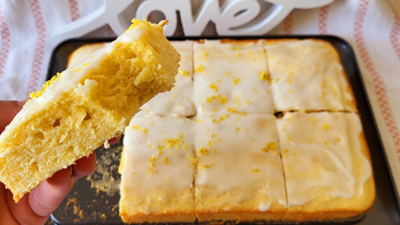 Blechkuchen Rezept Lemonies: Das saftigste Zitronen Brownies Kuchen Rezept, Rabeas Kitchen