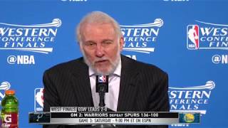 Spurs coach Popovich G2 Post Game Press Conference  5/16/17