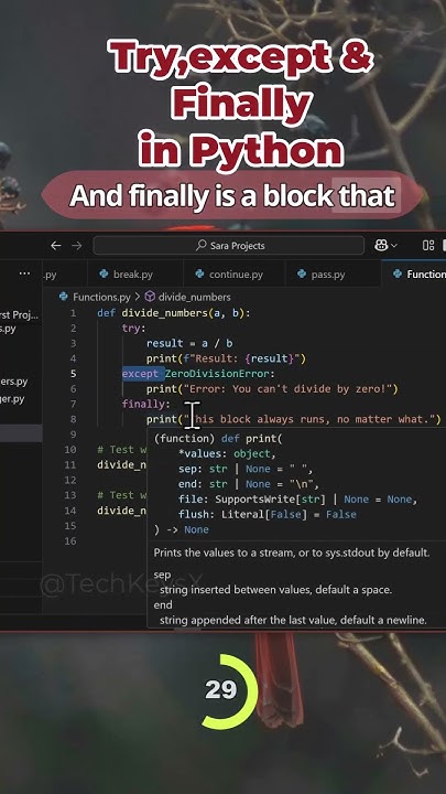 Try ,except & Finally in Python #Python #PythonTips #LearnPython # ...